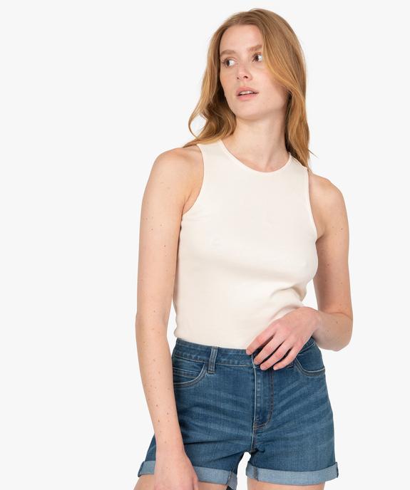 Débardeur femme en coton côtelé découpe américaine - GEMO(FEMME PAP) Débardeur femme en coton côtelé découpe américaine vue1 - GEMO(FEMME PAP) - GEMO