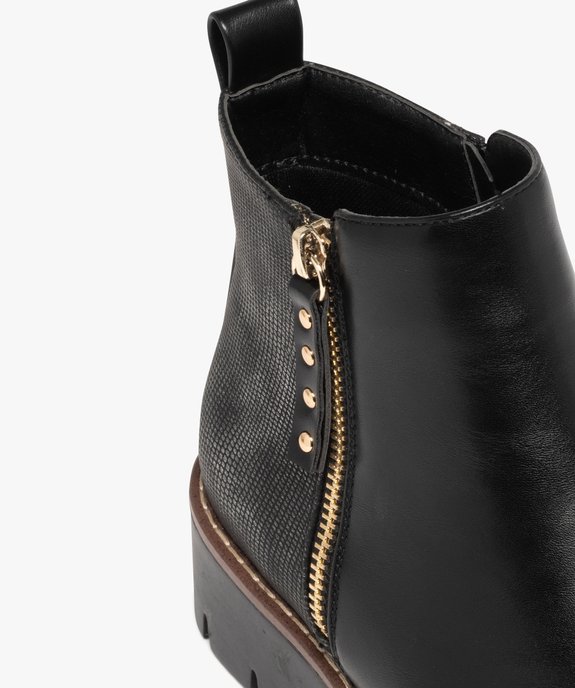 Boots femme à semelle plateforme crantée et à zip fantaisie vue7 - GEMO (CASUAL) - GEMO