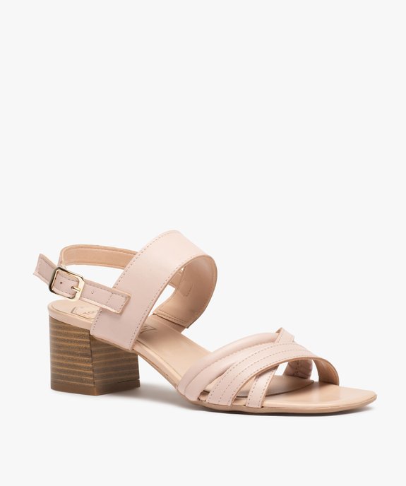 Sandales femme à talon rainuré et dessus cuir uni - Tanéo vue2 - TANEO - GEMO