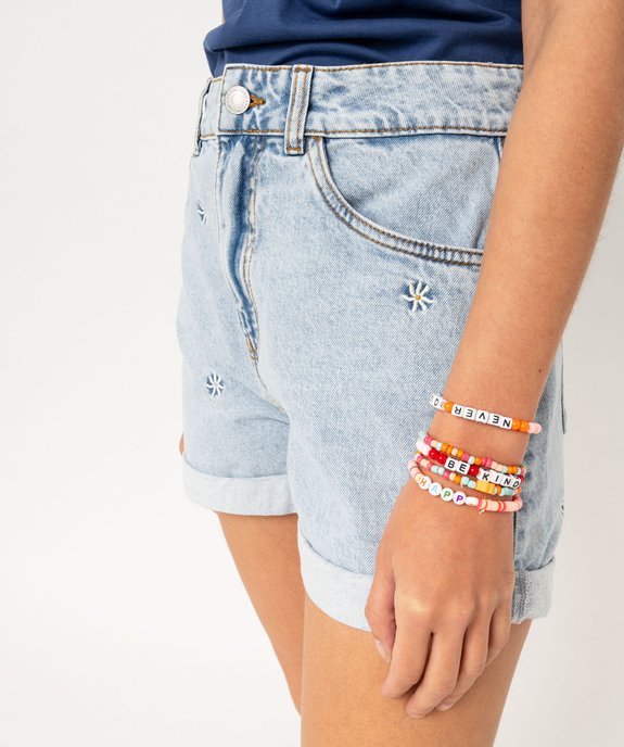 Short en jean coupe ample avec motifs brodés femme vue2 - GEMO 4G FEMME - GEMO