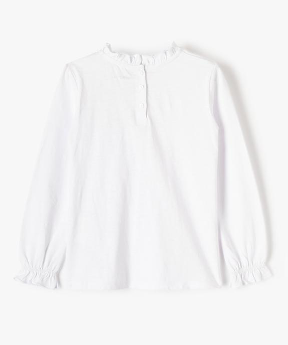 Tee-shirt fille à manches longues, plastron et col montant vue3 - GEMO (ENFANT) - GEMO