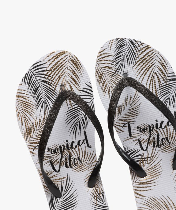 Tongs femme à motifs tropicaux et brides pailletées  vue3 - GEMO (PLAGE) - GEMO