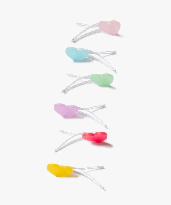 Pinces à cheveux fille avec cœurs (lot de 6) vue2 - GEMO - GEMO