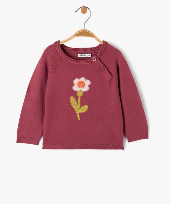 Pull en maille fine à motif brodé et peluche bébé fille vue1 - GEMO(BEBE DEBT) - GEMO