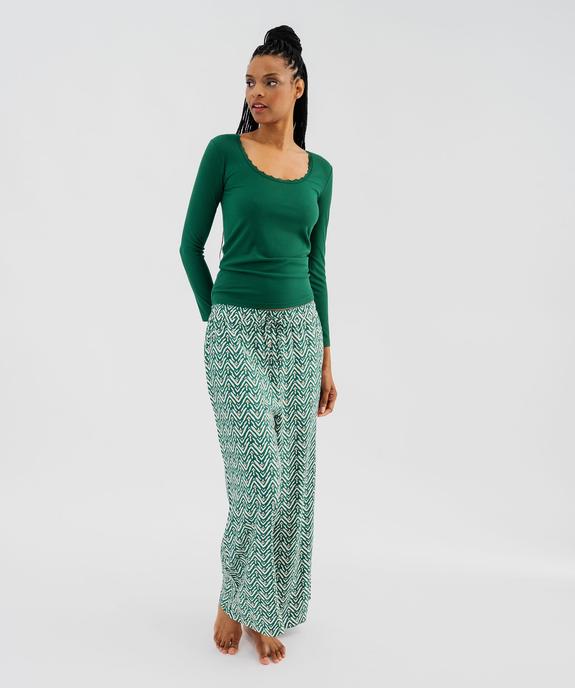 Bas de pyjama large imprimé en viscose femme vue4 - GEMO 4G FEMME - GEMO