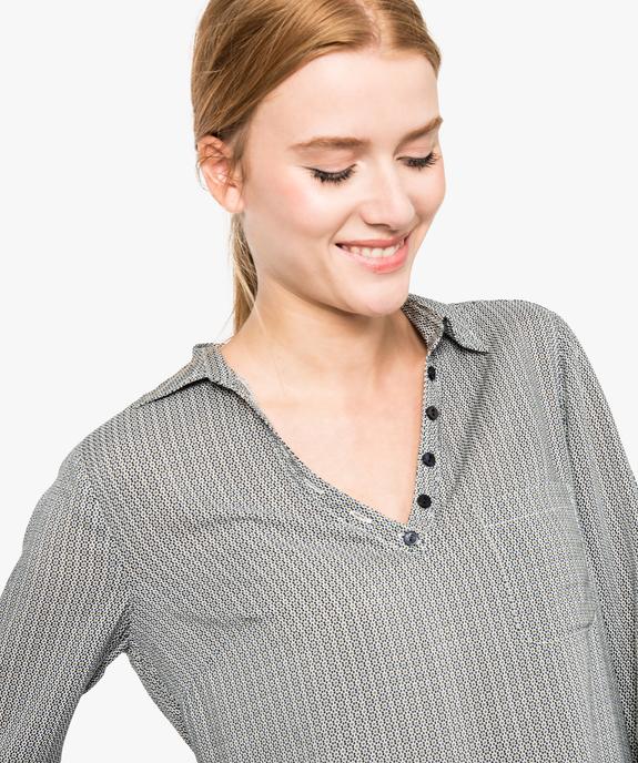 Blouse femme fluide à motifs et col v à boutons vue2 - GEMO(FEMME PAP) - GEMO