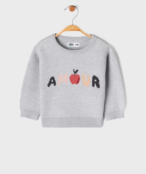 Pull en maille épaisse avec message bébé fille vue1 - GEMO(BEBE DEBT) - GEMO