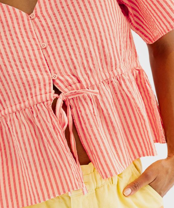 Blouse manches courtes en seersucker à basque femme vue4 - GEMO(FEMME PAP) - GEMO