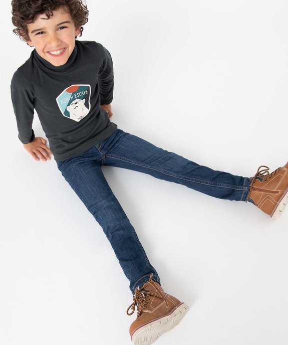 Jean garçon slim en coton stretch délavé ultra résistant vue1 - GEMO 4G GARCON - GEMO