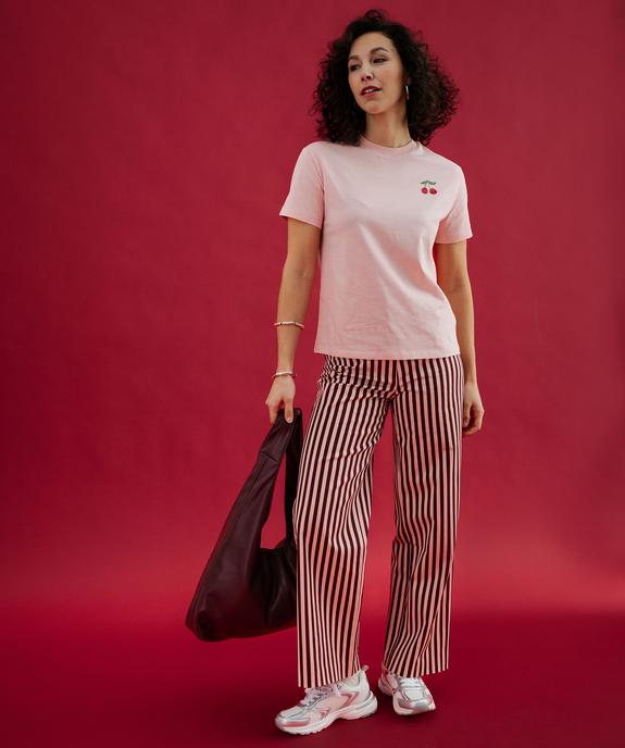 Pantalon large à rayures en coton stretch femme vue5 - GEMO(FEMME PAP) - GEMO