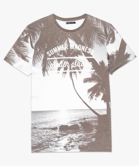 Tee-shirt à manches courtes avec imprimé plage all over vue4 - GEMO (HOMME) - GEMO