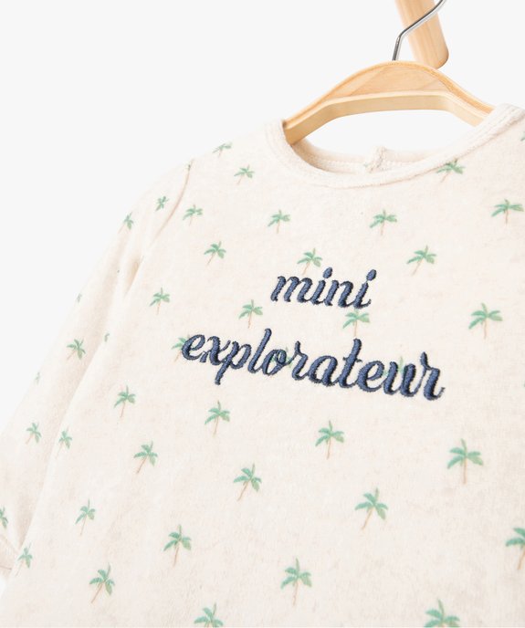 Pyjama bébé garçon en velours imprimé palmiers et broderie vue4 - GEMO(BB COUCHE) - GEMO