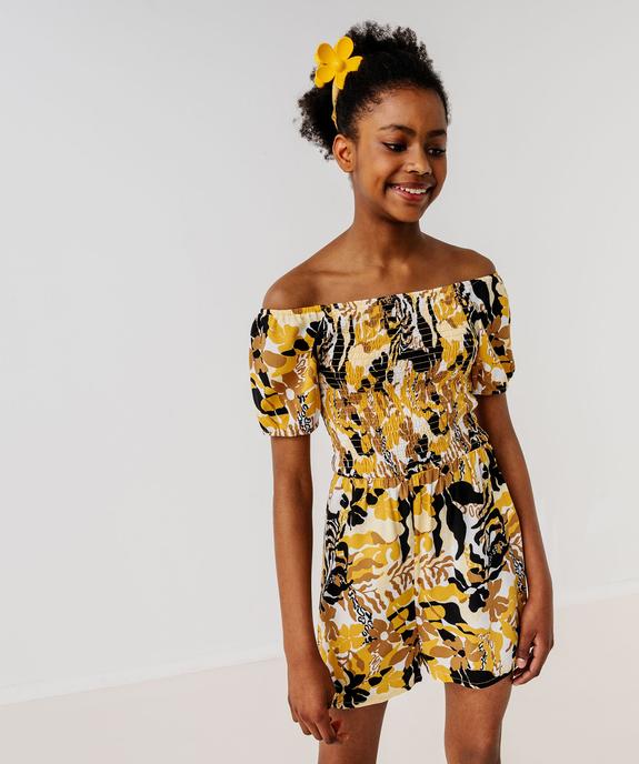 Combishort en viscose avec buste smocké fille vue8 - GEMO 4G FILLE - GEMO