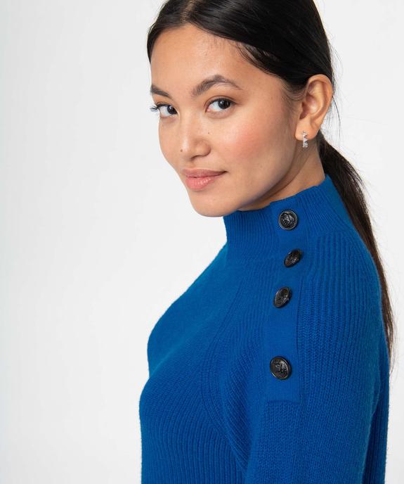 Pull femme à col montant avec boutons sur les épaules vue2 - GEMO(FEMME PAP) - GEMO