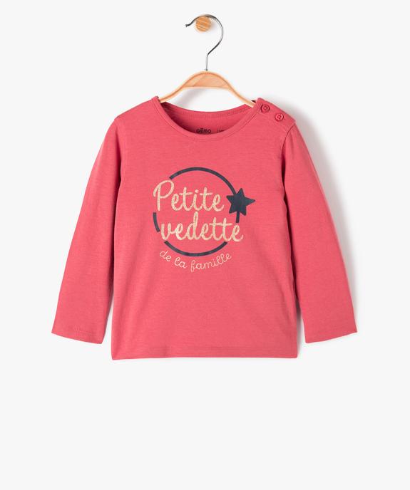 Tee-shirt bébé fille manches longues avec motifs et inscriptions vue1 - GEMO 4G BEBE - GEMO