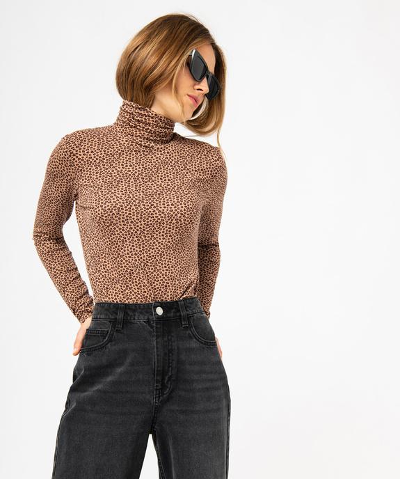 Tee-shirt manches longues et col roulé moulant femme vue2 - GEMO 4G FEMME - GEMO