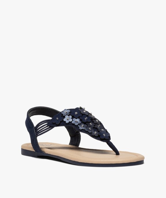 Sandales fille fleuries à entre-doigts et brides élastiques vue2 - GEMO (ENFANT) - GEMO