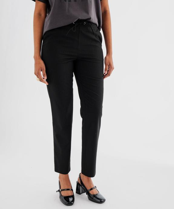 Pantalon droit en maille stretch à fines rayures pailletées femme  vue1 - GEMO(FEMME PAP) - GEMO