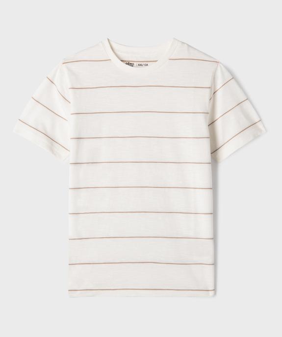Tee-shirt manches courtes en jersey de coton flammé rayé garçon vue1 - GEMO 4G GARCON - GEMO
