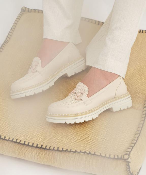 Mocassins chunky avec dessus aspect raphia femme vue7 - FOLLOW ME - GEMO