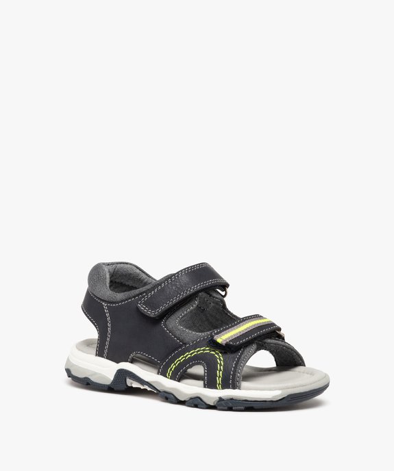 Sandales sport garçon à brides scratch et détails fluo vue2 - GEMO (ENFANT) - GEMO