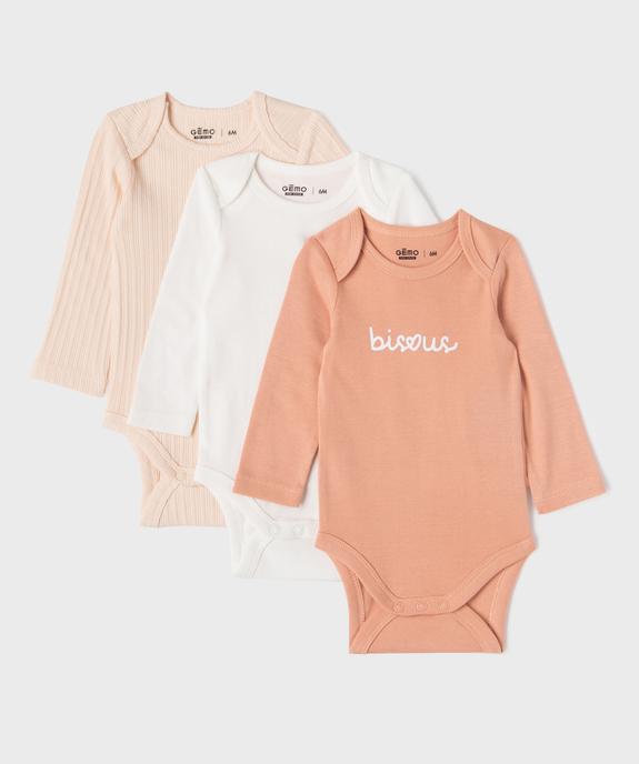 Body manches longues à encolure US bébé (lot de 3) vue1 - GEMO 4G BEBE - GEMO