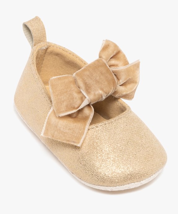 Chaussons de naissance bébé fille ballerines à paillettes et noeud fantaisie vue5 - LITTLE LOVE - GEMO