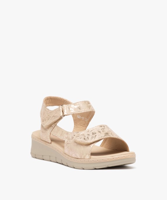 Sandales femme confort en tissu brillant et à scratch vue2 - SANS MARQUE - GEMO