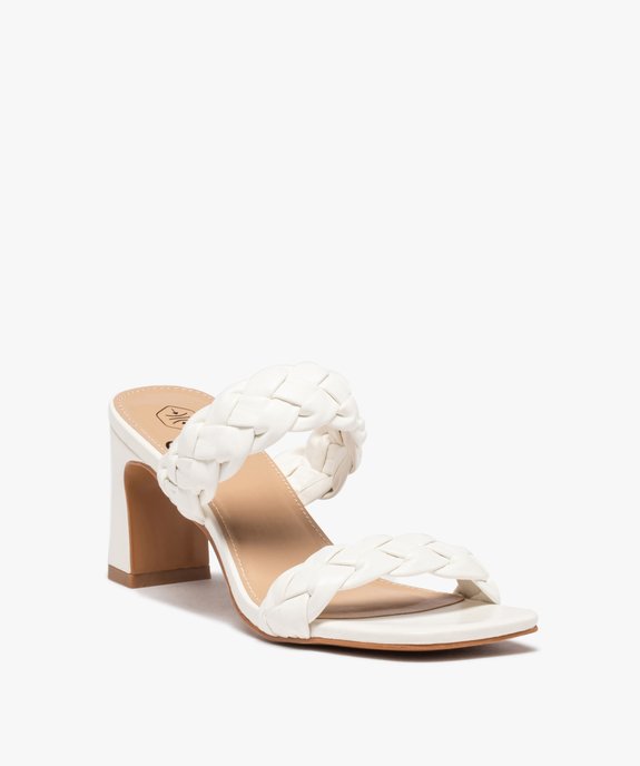 Mules femme à talon fin et brides tressées unies vue3 - GEMO(URBAIN) - GEMO