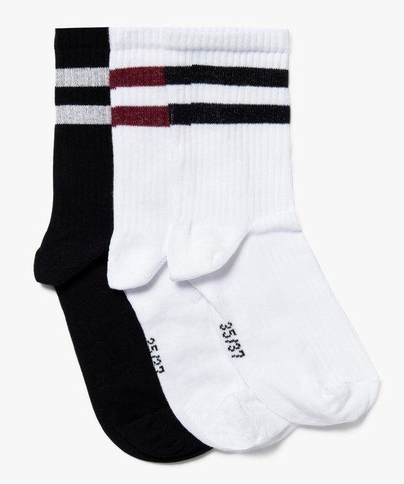 Chaussettes de sport à rayures tige haute femme (lot de 3) vue1 - GEMO(HOMWR FEM) - GEMO