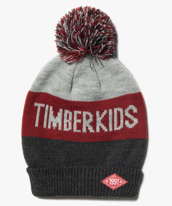 Bonnet garçon tricolore avec pompon vue1 - GEMO (ENFANT) - GEMO