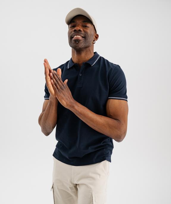 Polo à manches courtes et finitions fantaisie homme vue1 - GEMO 4G HOMME - GEMO