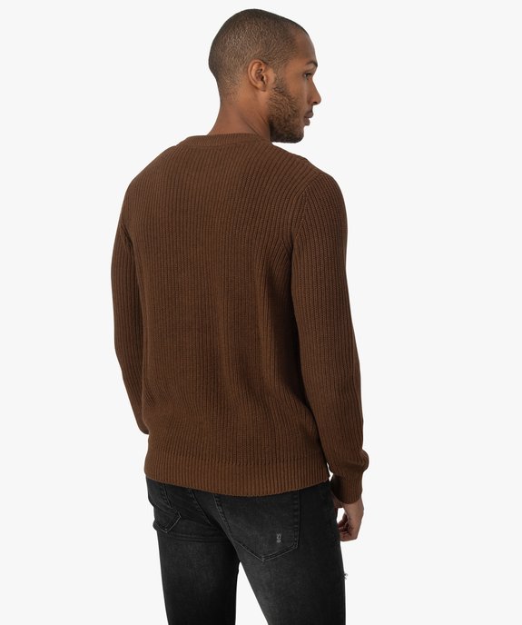 Pull homme en grosse maille à col rond vue3 - GEMO (HOMME) - GEMO