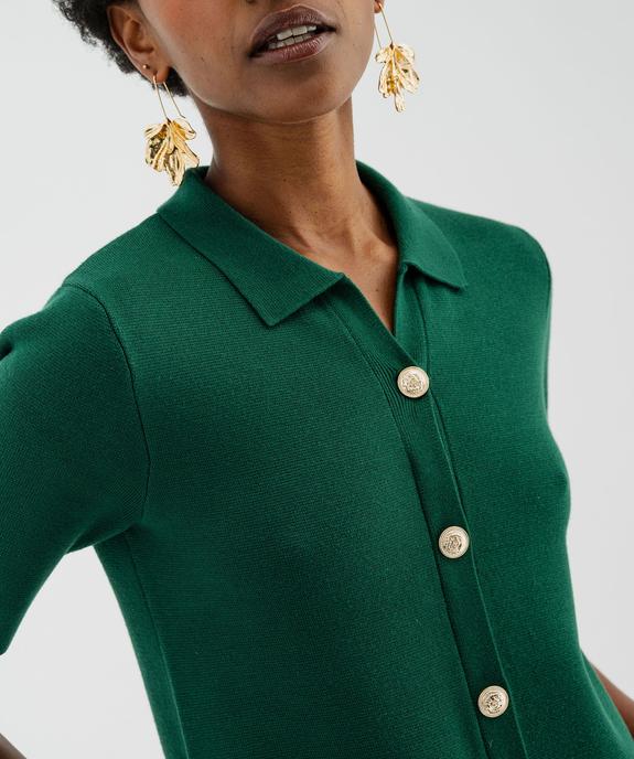 Robe en maille à manche courtes avec boutons métalliques femme vue2 - GEMO 4G FEMME - GEMO