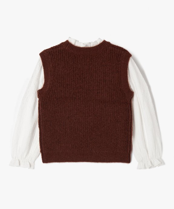 Pull avec manches chemise effet 2 en 1 fille vue3 - GEMO (ENFANT) - GEMO