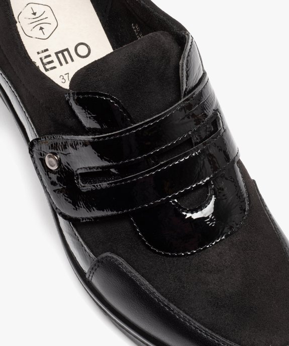 Mocassins femme confort unies à talon compensé et bride vernie vue6 - GEMO (CONFORT) - GEMO