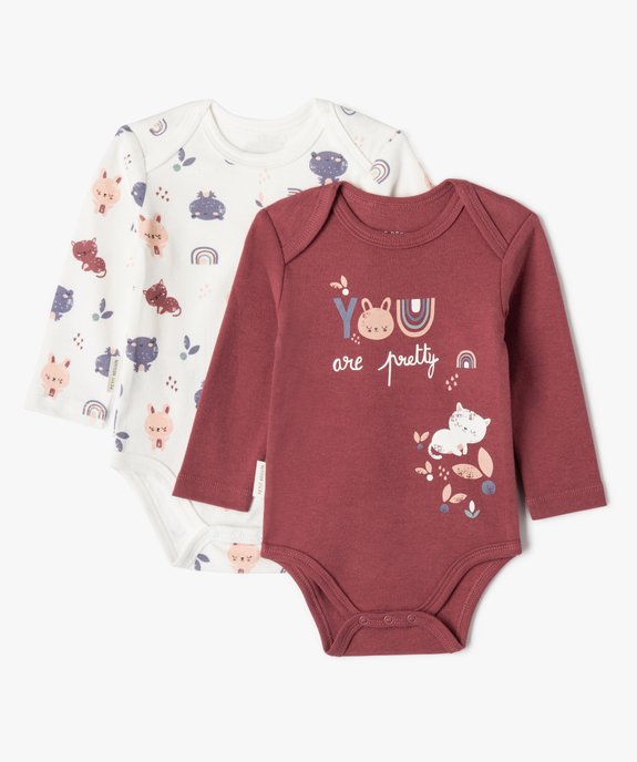 Bodies imprimés à manches longues bébé fille (lot de 2) - Petit Béguin  vue1 - PETIT BEGUIN - GEMO
