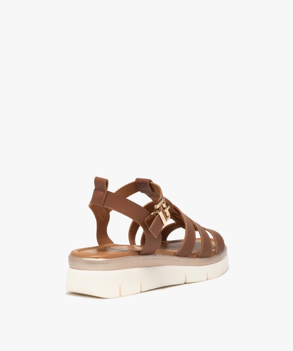 Sandales fille à talon compensé et multibrides unies  vue4 - GEMO (ENFANT) - GEMO