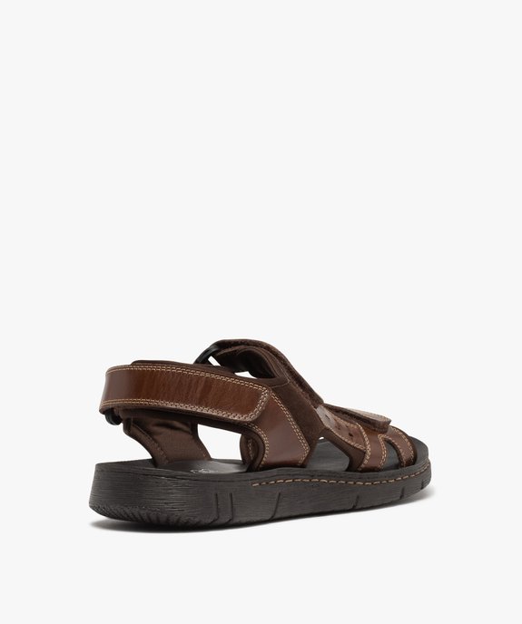 Sandales homme sport dessus cuir uni  vue4 - GEMO (CASUAL) - GEMO