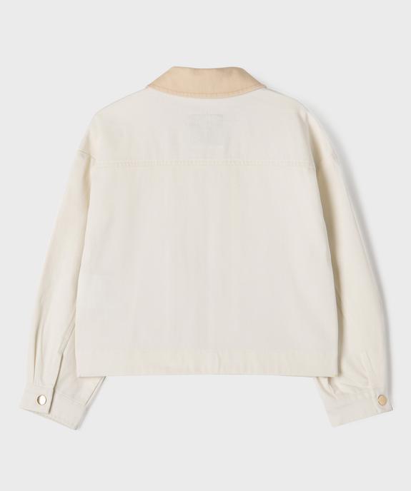 Veste zippée en toile de coton fille vue4 - GEMO 4G FILLE - GEMO