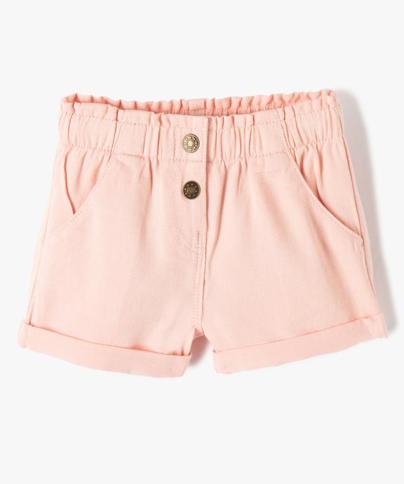Short uni avec ceinture élastiquée bébé fille vue1 - GEMO 4G BEBE - GEMO