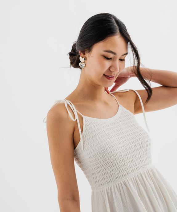 Robe midi à fines bretelles en tissu texturé femme vue2 - GEMO 4G FEMME - GEMO