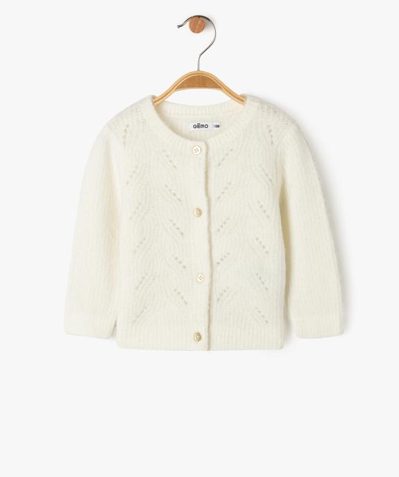 Gilet en maille ajourée à col rond bébé fille vue1 - GEMO(BEBE DEBT) - GEMO