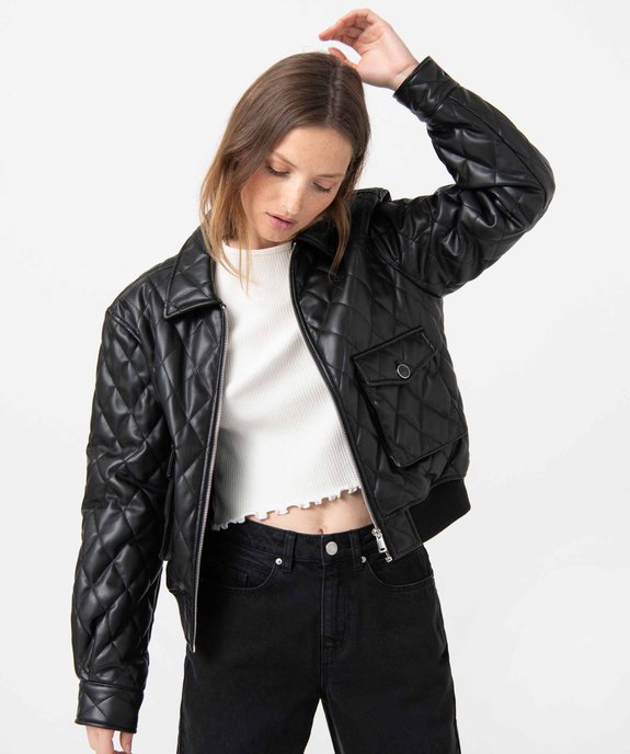 Blouson femme en matière synthétique matelassée vue1 - GEMO(FEMME PAP) - GEMO