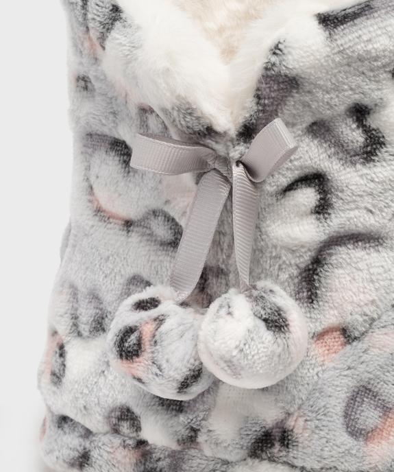 Chaussons boots en velours fourrés à pompons femme  - GEMO 4G FEMME Chaussons boots en velours fourrés à pompons femme  vue6 - GEMO 4G FEMME - GEMO