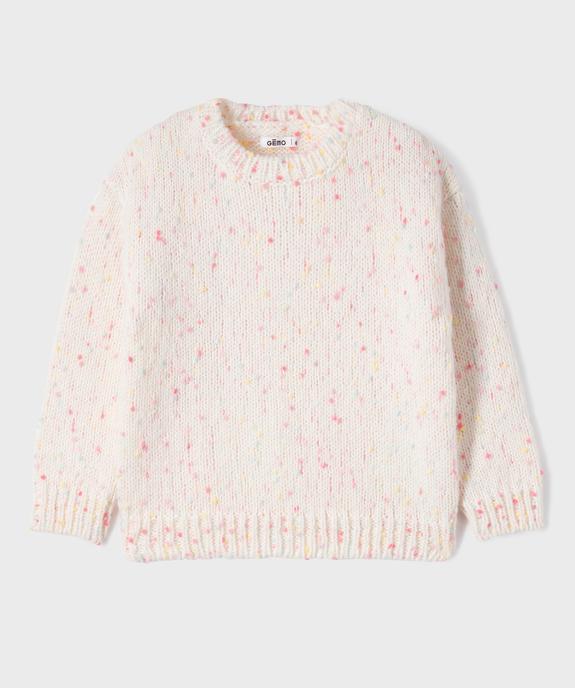 Pull en maille douillette à mini pompons fille vue1 - GEMO (ENFANT) - GEMO