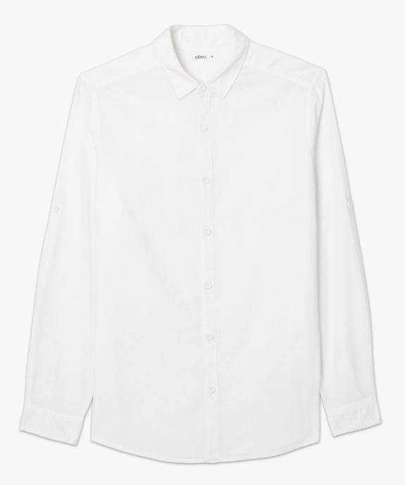 Chemise homme à manches longues en lin et coton vue4 - GEMO (HOMME) - GEMO