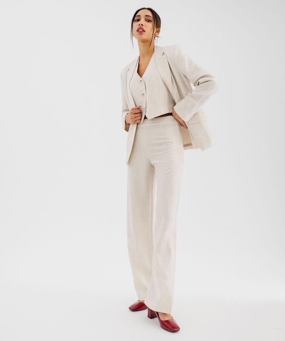 Pantalon large en viscose et lin femme vue4 - GEMO(FEMME PAP) - GEMO
