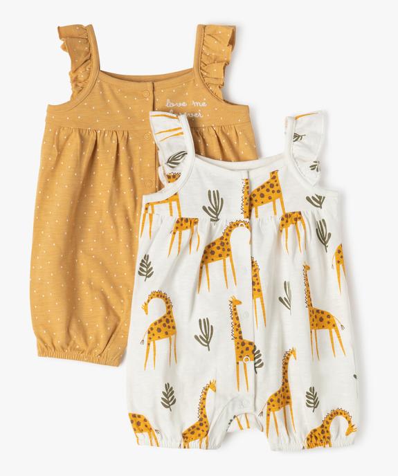 Combishort en coton avec volants sur les épaules bébé fille (lot de 2) vue1 - GEMO(BB COUCHE) - GEMO