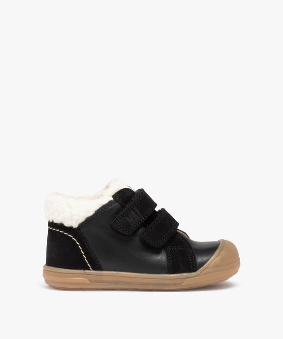 Baskets bébé garçon en cuir à col fourré – NA! vue1 - NA! - GEMO